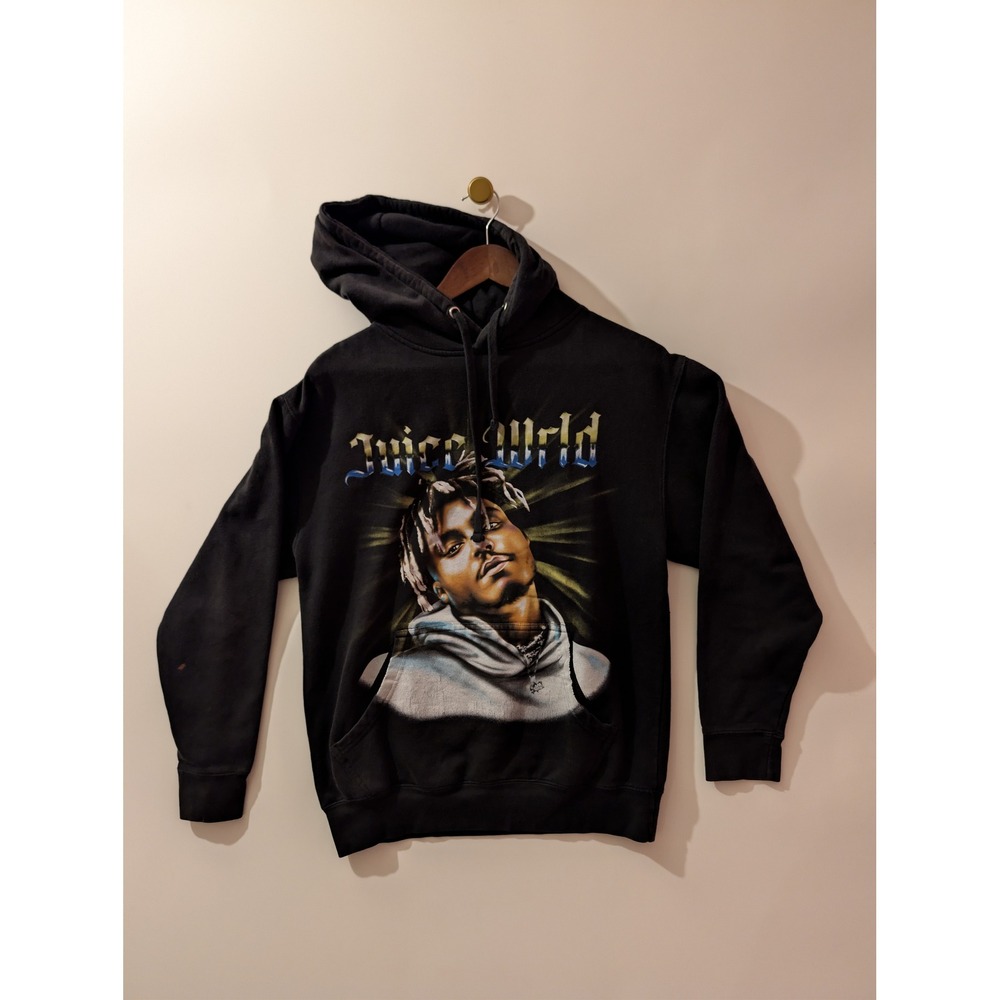 Juice Wrld Graphic Hoodie Mens M Black Good Condition Rap Merch Streetwear 999